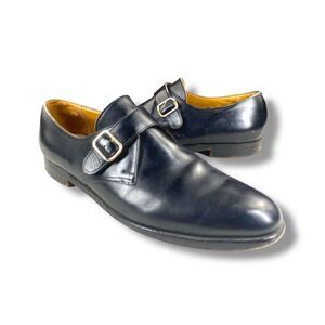 CROCKETT & JONES x‎ PEAL & CO Monk Strap Dress Shoes Black Calfskin Size US 12D
